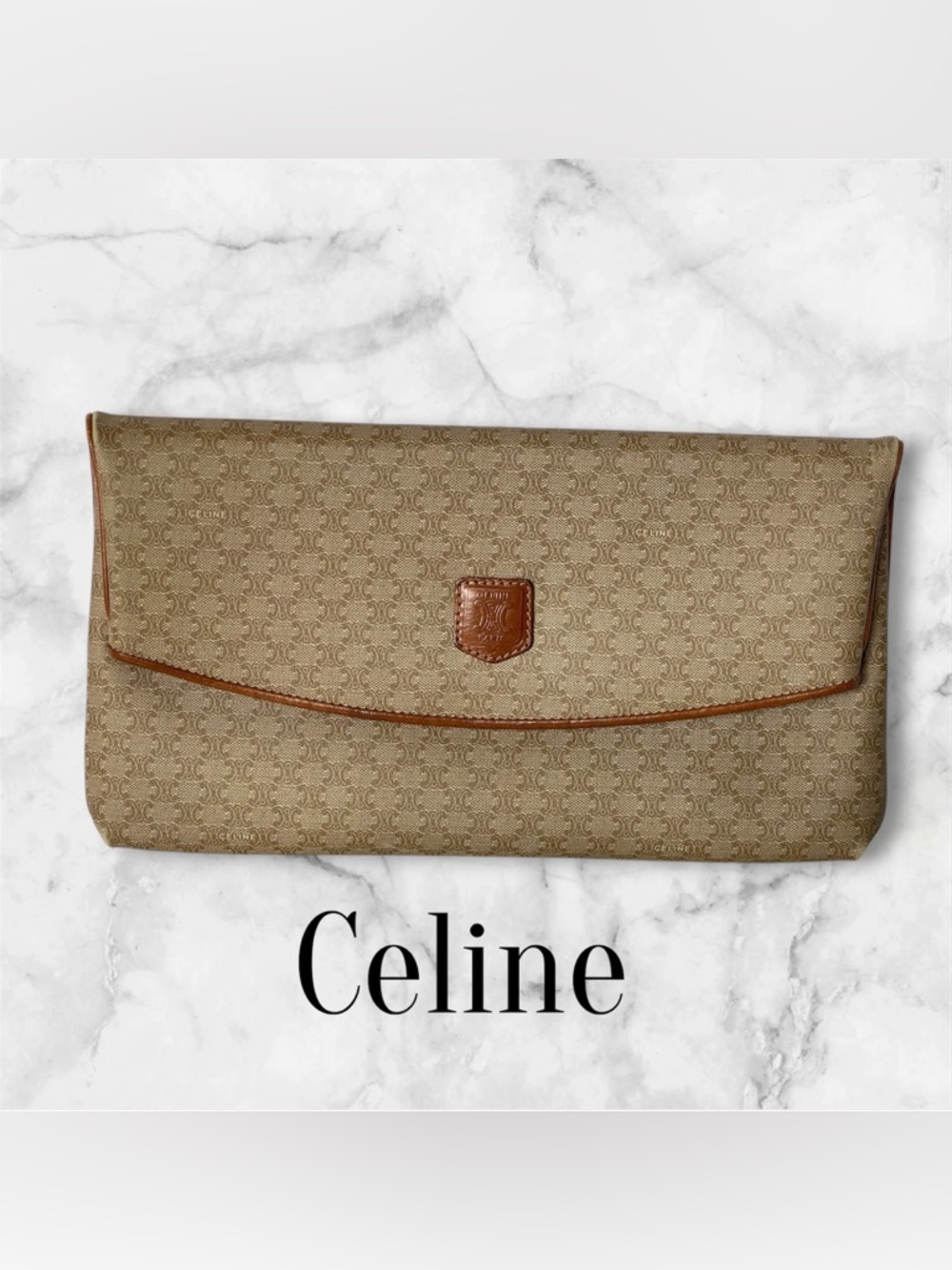 Vintage Celine Macadam Canvas Clutch | Classic Monogram Envelope Bag with COA - Picture 12 of 12